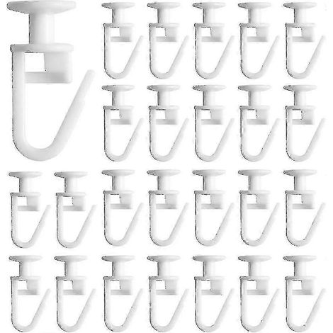 Filiyano-Lot de 25 curseurs de rideaux avec crochets coulissants pliables pour rails de 11 mm (1/5)