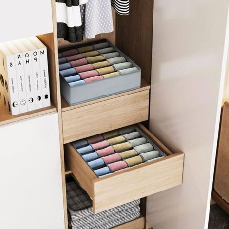 Organiseur De Tiroirs - Tissu Non Tissé - 33x33x10 Cm - Compartiments Multiples - Lot De 2 (1/4)