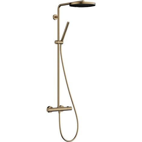 Hansgrohe – Ensemble de douche thermostatique avec thermostat – Douche de tête 260 mm 1 jet PowderRain – Bronze brossé – 24222140