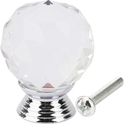 1 Stück 30 mm kugelförmiger Kristallglas-Griff für Schrank, Schublade oder Kommoden (transparent)