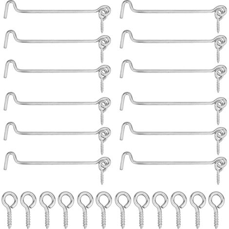 Set di 12 ganci per finestre, ganci antivento in acciaio inox (per fissare le finestre aperte), perni di fissaggio per porte e finestre (con viti, 10 cm). (1/5)