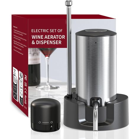 Aeratore elettrico per vino, versatore, decanter, tipo C, distributore automatico di vino ricaricabile con base di supporto del tubo retrattile per l'ossidazione istantanea con un solo tocco