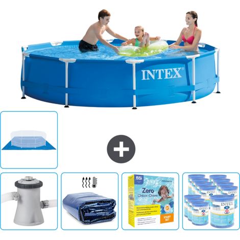 Piscine à cadre rond Intex - 305 x 76 cm - Bleue - Comprend des Accessoires CB22 (1/5)