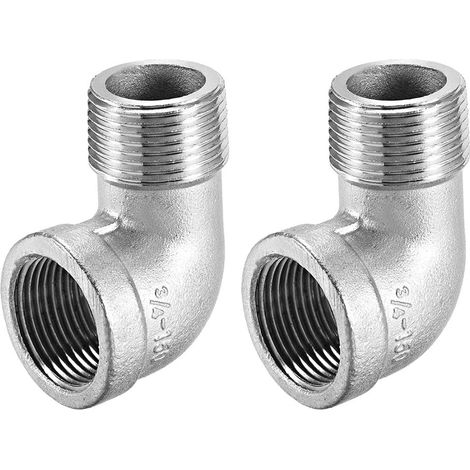 Coude en Inox Acier 201 Coulé Raccord Tube 90 Degré 3/4 BSPT Femelle x 3/4 BSPT Mâle Filetage 2Pcs (1/3)