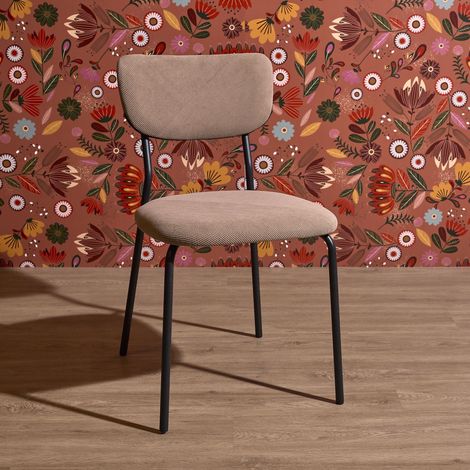 Lot de 4 Chaises - HOME DECO FACTORY - Jules - Côtelées - Confortables - Taupe (1/5)