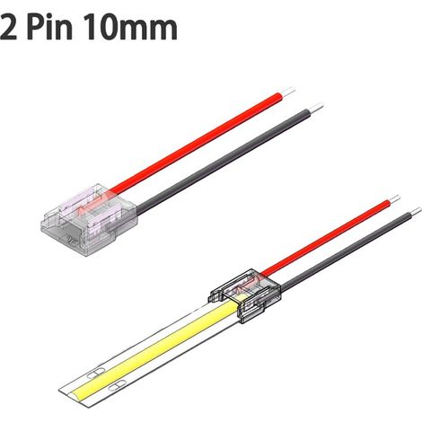 Connettore per LED COB e SMD a 2 pin da Striscia ad Alimentazione  10mm