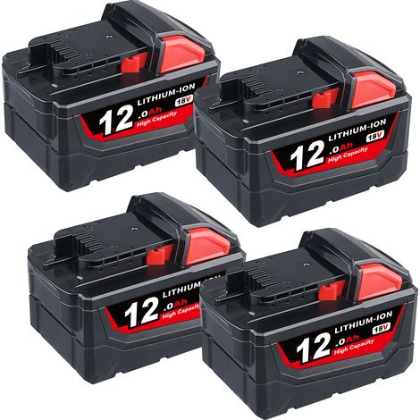 PDstation 4X M18 18V 12,0Ah Ersatzakku für Milwaukee M18 Kompatibel mit Milwaukee M18 M18B 48-11-1840 48-11-1828 48-11-1820 48-11-1815 48-11-1850 (1/5)