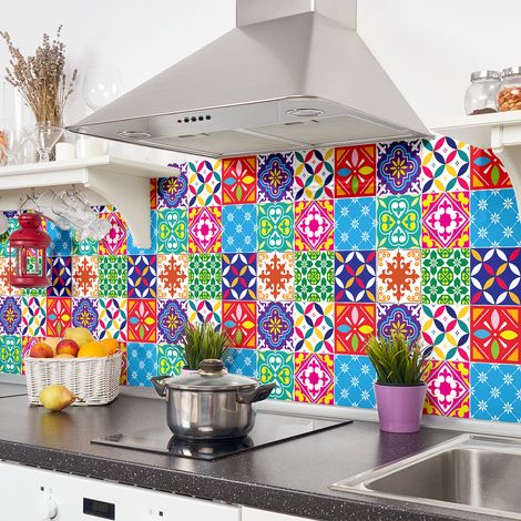 Sticker Mural Carrelage adhésif Cuisine Salle de Bain - 24 STICKERS CARRELAGES AZULEJOS BERNADETINA - 24stickers10x10cm (1/5)