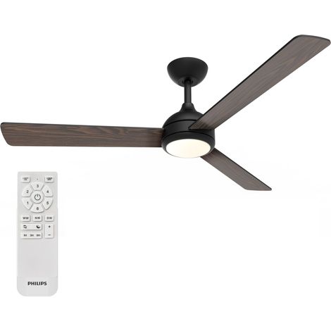 Philips Civx Deckenventilator mit 1 Licht (Schwarz/Holz) Warm bis Kaltweißes Licht - Ø132 cm - 2500 Lumen (1/5)