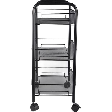 Metallregal mit Rollen, mobiler Edelstahl-Servierwagen für Bad, Küche und Gemüse, schwarz, 3 Ebenen (1/4)