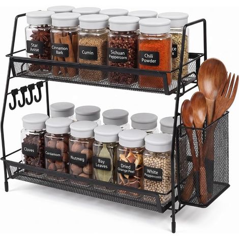 Étagère à Épices à 2 Niveaux, Etagere Rangement cuisine de Comptoir (1/5)