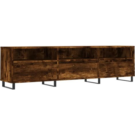 Mueble TV contemporáneo práctico almacenamiento salón 150 x 30 x 44 cm de madera contrachapada roble ahumado 020048984 (1/5)