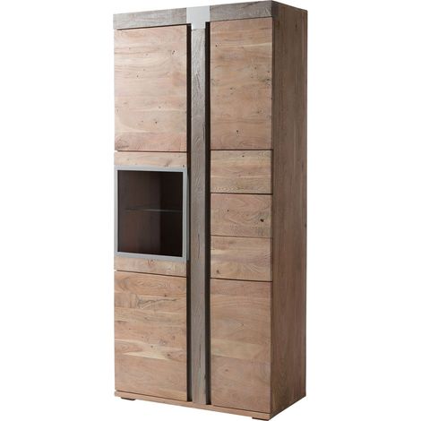 vetrina in legno di acacia 90x45x204 naturale laccato AMSTERDAM 108