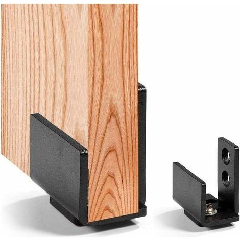 Quincaillerie fixée au mur avec guide de porte de grange coulissante en acier au carbone noir pour guidage au sol pour usage intensif avec vis(1 pcs) (1/5)