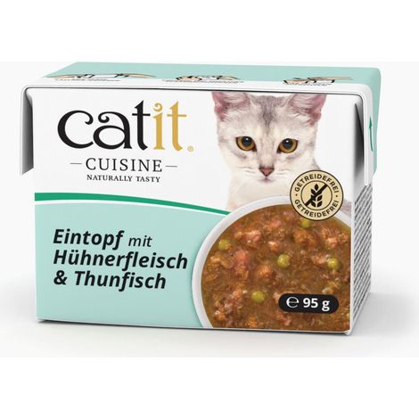 Pâtée pour Chats, Ragoût à la Viande de Poulet et au Thon, Complément Alimentaire, 95 g, sans Céréales, Haute Teneur en Viande/Poisson (1/5)