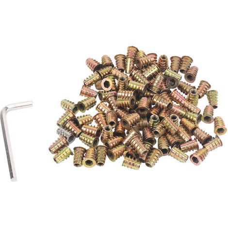 Lot de 100 vis à bois M6 x 15 mm avec écrou et insert fileté. (1/4)