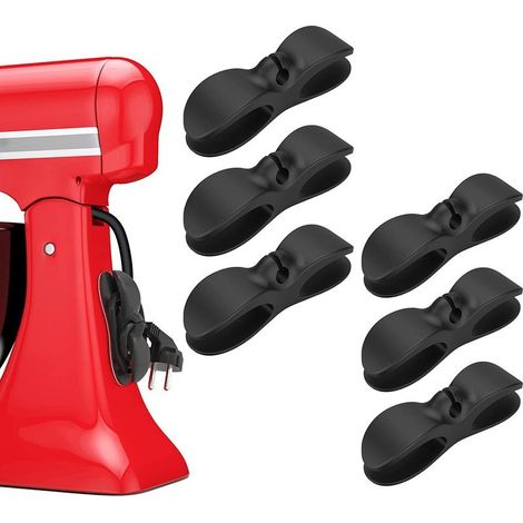 Black 6 Pcs Cord Organizer for Appliances - Adhesive Organizer for Small Kitchen Appliances Cord Winder Cord Holder Organizer for Household Cables Blenders Coffee Maker (1/5)
