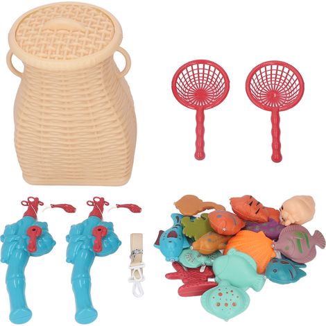 Jeu de pêche magnétique pour enfants jouets de baignoire animaux marins avec canne filet panier (1/5)