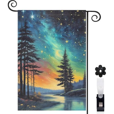Drapeau de jardin Bienvenue en lin lavable 45 x 30 cm décoratif et élégant jardin et cour (1/5)