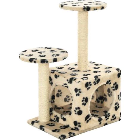 Maison Exclusive - Albero per Gatti e Tiragraffi Sisal 60 cm Zampe Stampate Beige (1/5)