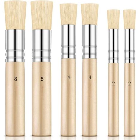 6 Pièces Brosses à Pochoir en Bois Pinceaux à Pochoir Naturels Purs Brosses de Peinture en Poils pour Pochoir de Peinture à Huile Aquarelle en Acrylique DIY Projet dArtisanat, 3 Tailles- (1/5)