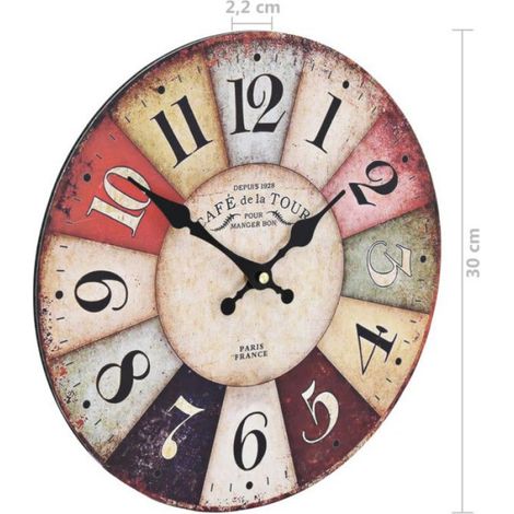 Horloge Murale - 30 cm - Cadran Lisible - Design Vintage - Pour Chambre Maison Bureau - 1 Unité (1/5)