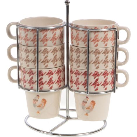 Coffret de 6 tasses à expresso en grès avec support SIMONE (1/2)