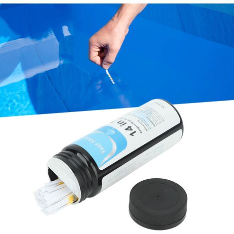 Lot de 50 bandelettes de test multifonctionnelles 14 en 1 pour piscines, permettant de mesurer le chlore résiduel, le pH, l'alcalinité, de tester l'eau potable, les sources thermales et les étangs. (1/5)