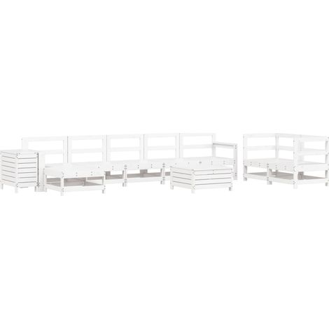 Maison Exclusive - Set Divani da Giardino 10 pz Bianco in Legno Massello di Pino