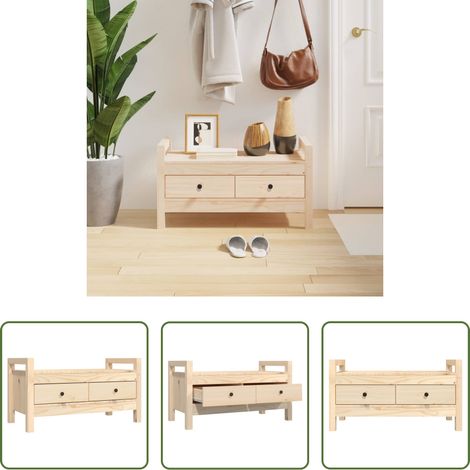 Holzbank - Flurbank 80x40x43 cm Massivholz Kiefer (1/5)