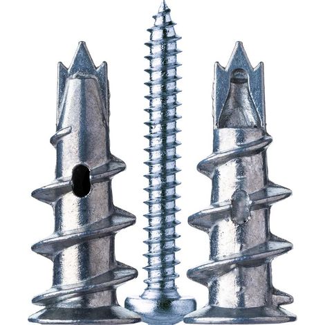 Chevilles métalliques pour béton et plaques de plâtre – Lot de 100 pièces avec vis – Résistantes à l'oxydation – Fixation rapide et facile (1/5)