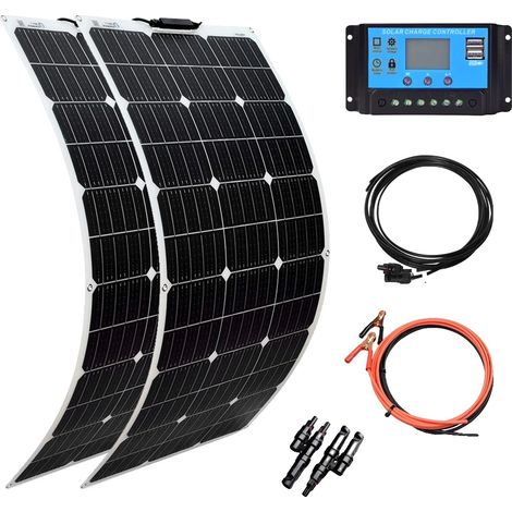 Panneau Solaire, Design Flexible, Haute Efficacité, Kit 200W (1/2)