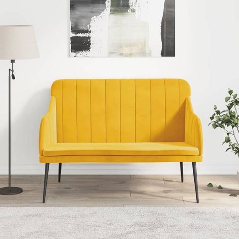 Banc avec dossier, Banquette de salon Jaune 110x76x80 cm Velours NKK44554 (1/5)