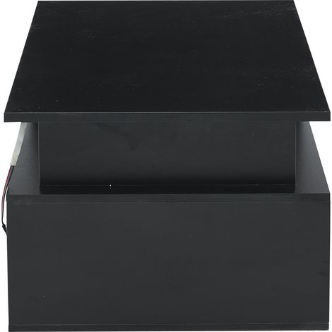 TABLE Multifonctionnel Rangement LED Design Particle Board Noir 100.00 x 50.00 x 35.00 cm (1/5)