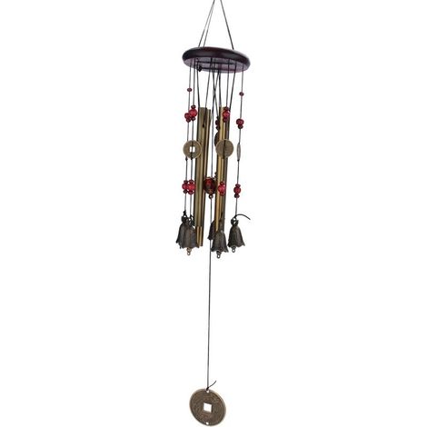 Carillon éolien en bronze à 4 tubes et 5 cloches, idéal pour jardin ou extérieur. Cadeau idéal. (1/5)