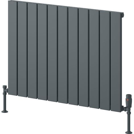 Reina Piatto Single Horizontal Aluminium Radiator 600mm H x 820mm W - Anthracite (1/3)