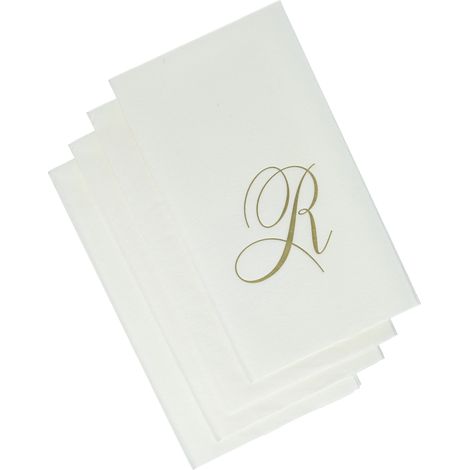 Divertente con tovaglioli di carta con Caspari Caspari iniziali R Lot 24 Pearl asciugamani bianchi