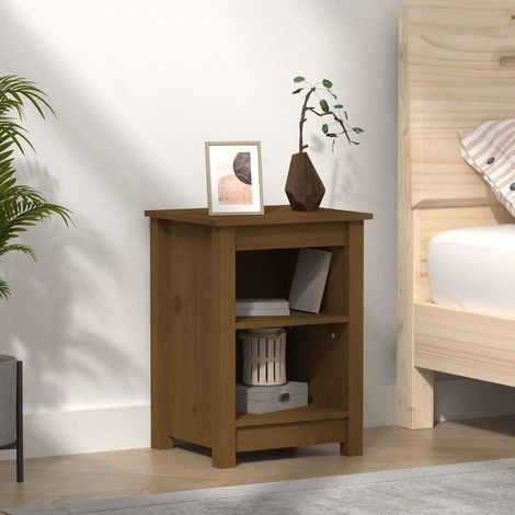 Table de chevet flottante-Table de nuit Marron miel 40x35x55 cm Bois de pin solide 803977 (1/5)