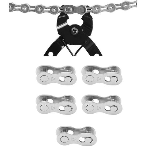 5 maillons rapides pour chaîne de vélo 6/7/8 vitesses, acier inoxydable anti-rouille, installation facile, pack de 5 (1/5)