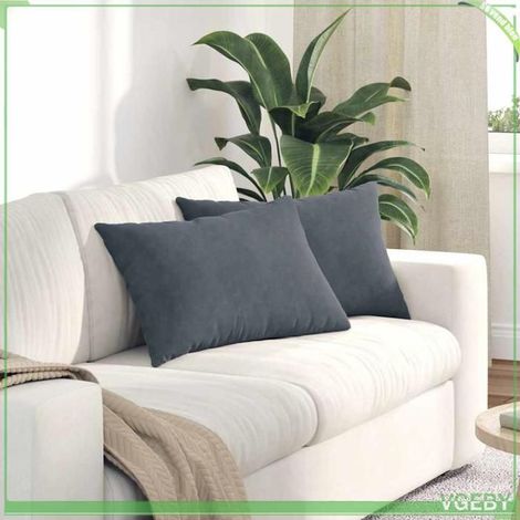 Coussins de canapé - FAFEISY - Moderne - Velours côtelé - Gris foncé - 60 x 40 cm (1/5)