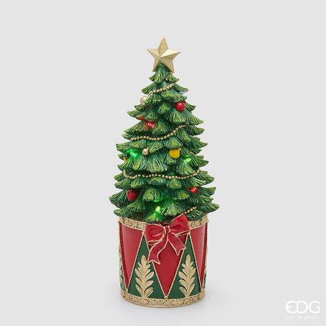EDG Enzo De Gasperi Pino Natalizio con Tamburo LED H37 Ø16 cm Verde Rosso – Decorazione di Natale (1/2)