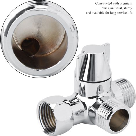 Adaptador en T desviador de agua de 3 vías para ducha y bidé, fabricado en cobre de alta calidad G1/2" con válvula cerámica. (1/5)