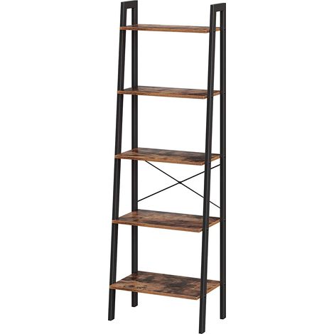 Estantería de escalera vintage de almacenamiento de 5 niveles con estructura de metal para sala de estar cocina vintage negro 120000250