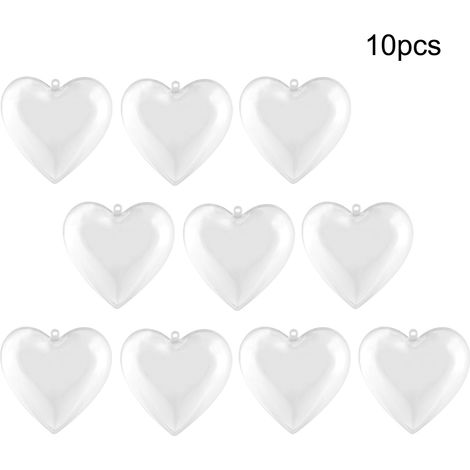 Lot de 10 pots à fleurs transparents en forme de cœur pour décoration de mariage et de Noël (1/5)