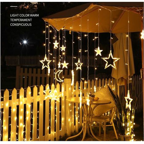 Luci a stringa solari a forma di stella per esterni, giardino, patio, casa, decorazioni natalizie - (luce calda) (1/5)