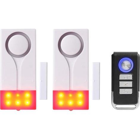 Alarme de porte et fenêtre - Lumière sonore - Protection antivol pour la sécurité du garage à la maison - 2 alarmes et 1 télécommande incluses (1/4)