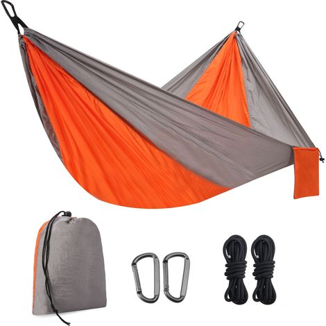 Filiyano-Hamac portable, hamac-lit gris-orange, lit de camping pour couples