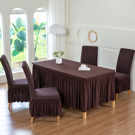 Housse de table extensible avec jupe café, housse de table largeur 70cm longueur 120-130 cm, 1 kg – Livraison gratuite