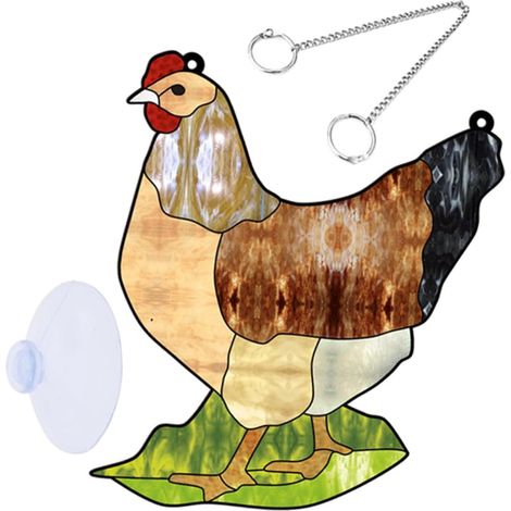 Huhn Fensterdekoration zum Hängen mit Metallkette und