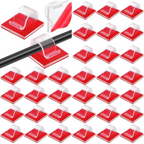 120 Pcs (Transparent, S) Clips de Câble Clips de Lumière de Fil Auto-Adhésifs Organisateur de Câble Support de Gestion de Fil de Câble pour Bureau Voiture Table de Nuit Lumière d'Extérieur (1/5)